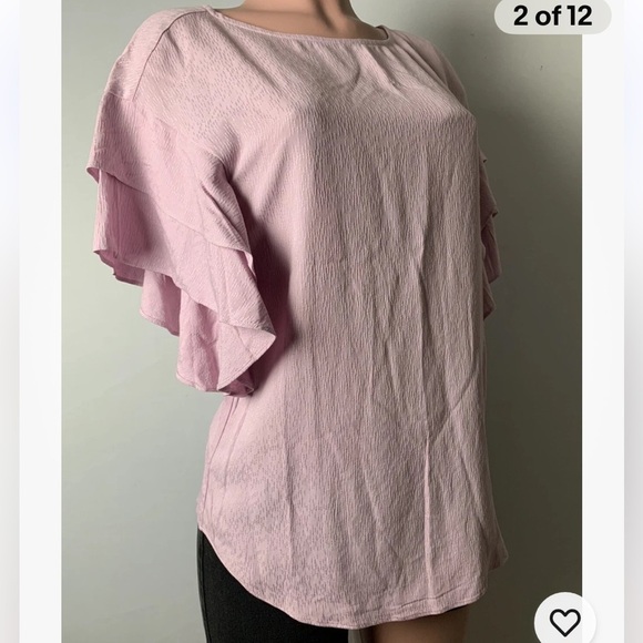 Chicos Women’s top shirt blouse Ruffle Solid Short-Sleeve Soft Lilac Size 0 - Picture 9 of 12